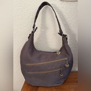 TRAVELON CONVERTIBLE HOBO ASYMMETRICAL NYLON TRAVEL BAG DARK GRAY  Vacay